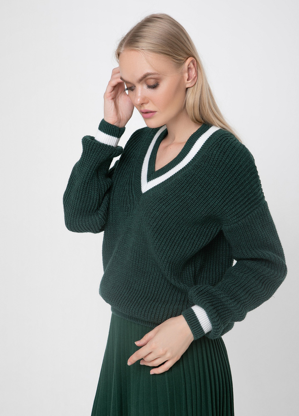 Темно-зеленый демисезонный пуловер пуловер Sewel