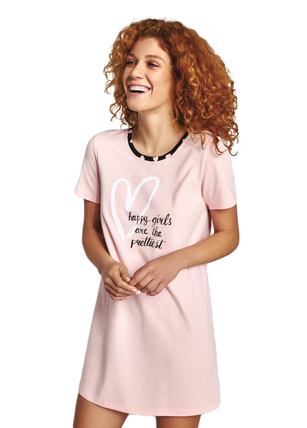 Ночная рубашка Ellen надпись розовая домашняя хлопок