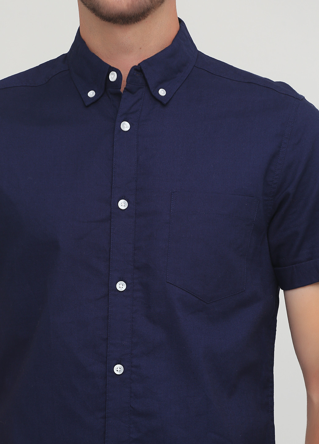Темно-синяя кэжуал рубашка однотонная Primark