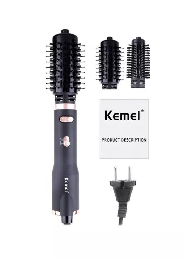 Фен-щітка з обертовою насадкою для укладання та завивки волосся з іонізацією 2в1 Kemei кm-8022 (254085150)