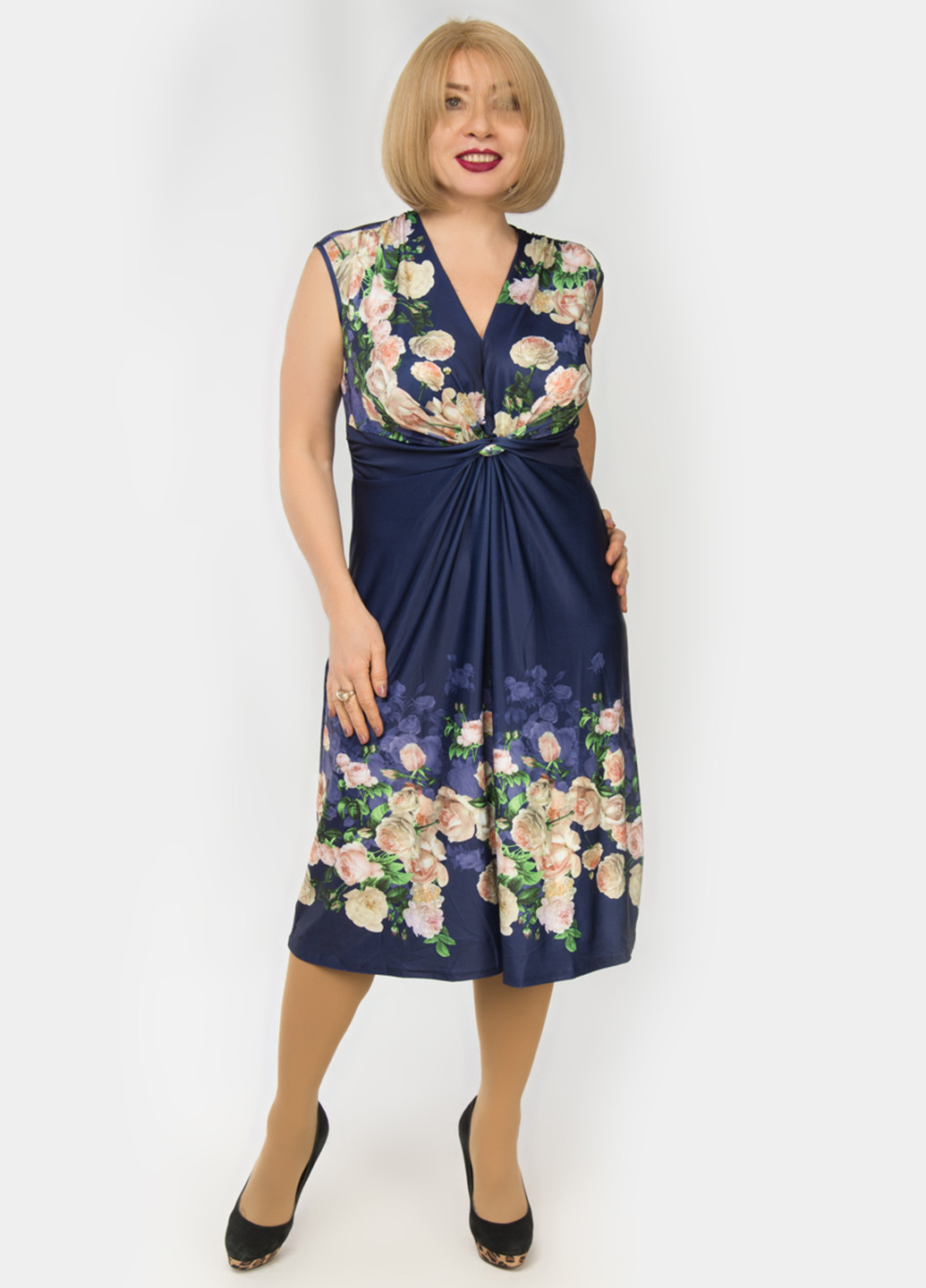 Темно-синее кэжуал платье LibeAmore с цветочным принтом