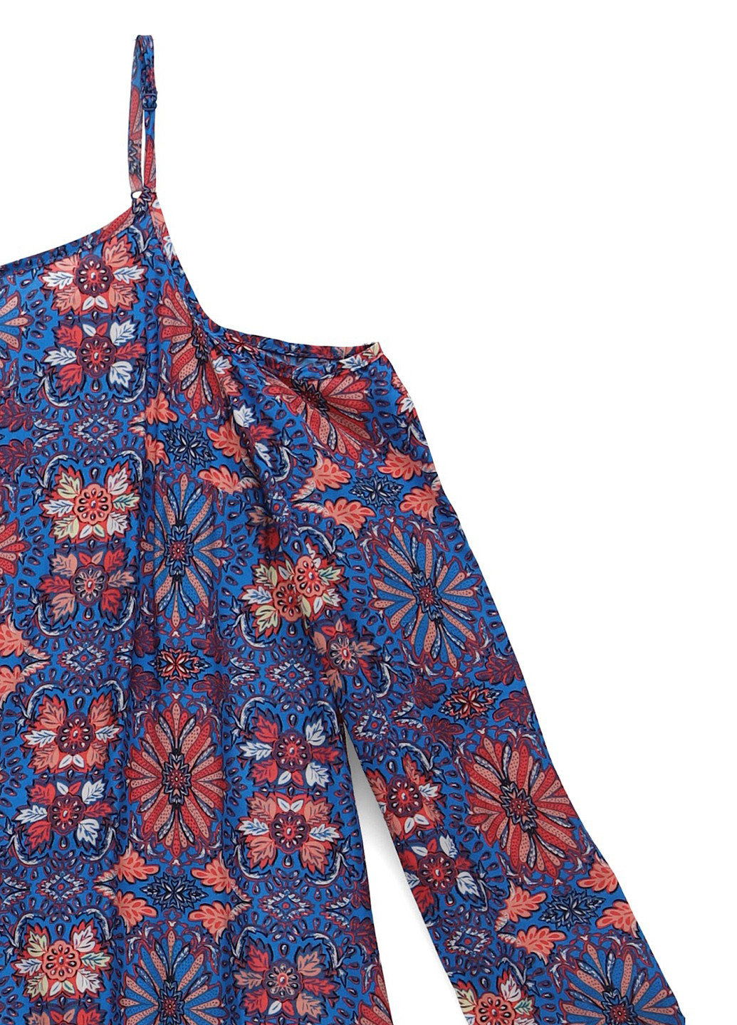 Синее кэжуал платье клеш, с открытыми плечами Pepe Jeans с цветочным принтом