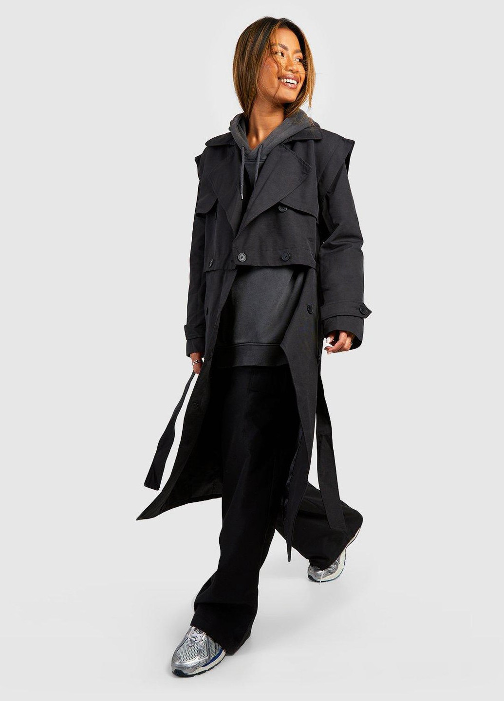 Плащ Boohoo тренчкот на пуговицах демисезон (322186809)