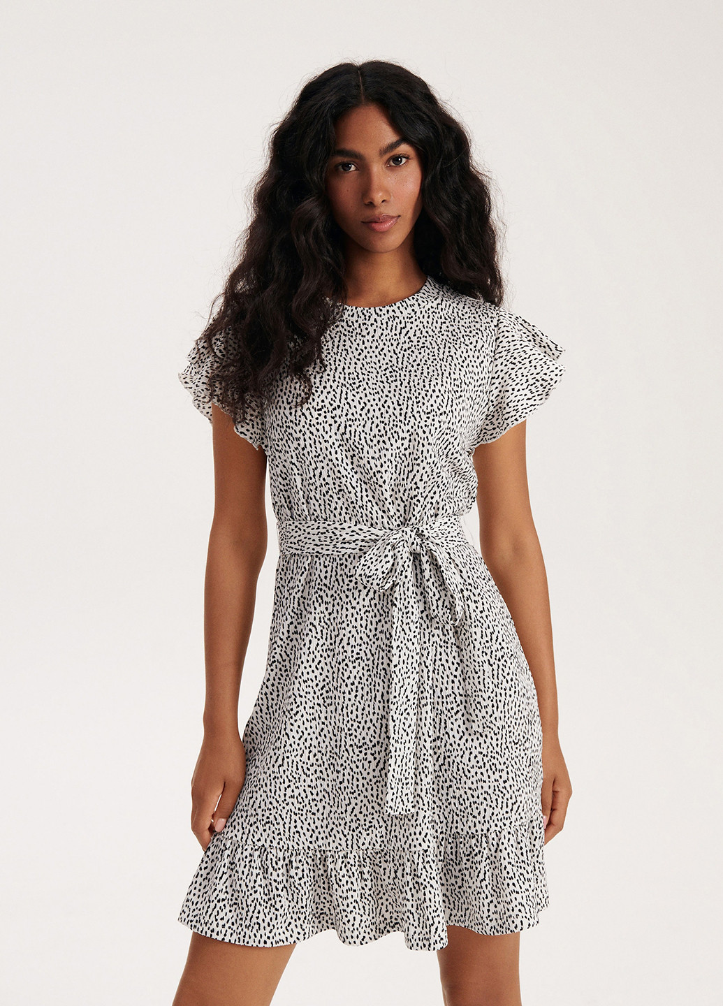 Чорно-білий кежуал сукня Reserved в горошок