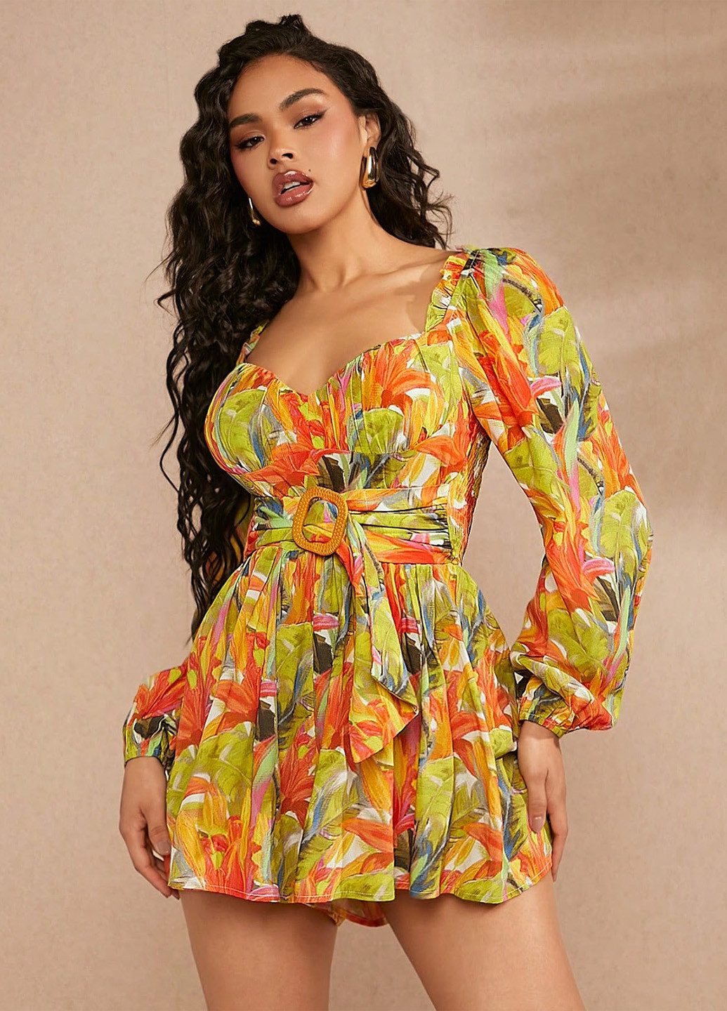 Комбінезон SHEIN комбінезон-шорти квітковий комбінований кежуал віскоза