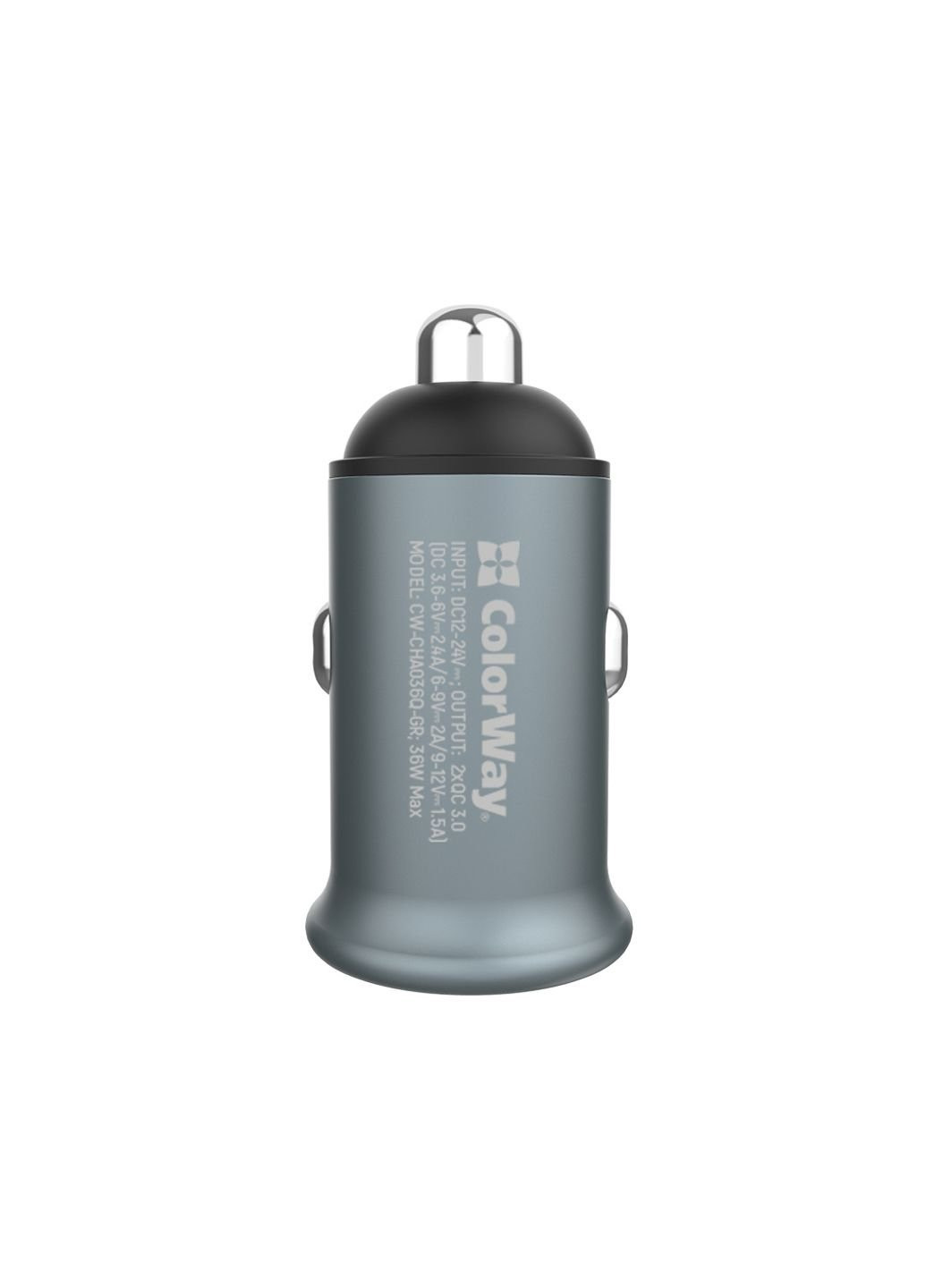 Зарядний пристрій (CW-CHA036Q-GR) Colorway 2usb quick charge 3.0 (36w) gray (253507241)