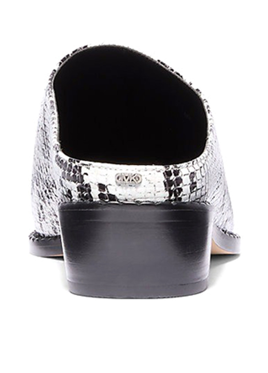 Черно-белые мюли Michael Kors с тиснением, с логотипом на среднем каблуке