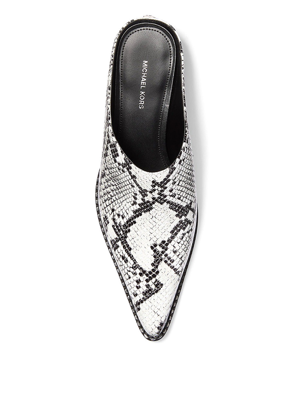 Черно-белые мюли Michael Kors с тиснением, с логотипом на среднем каблуке