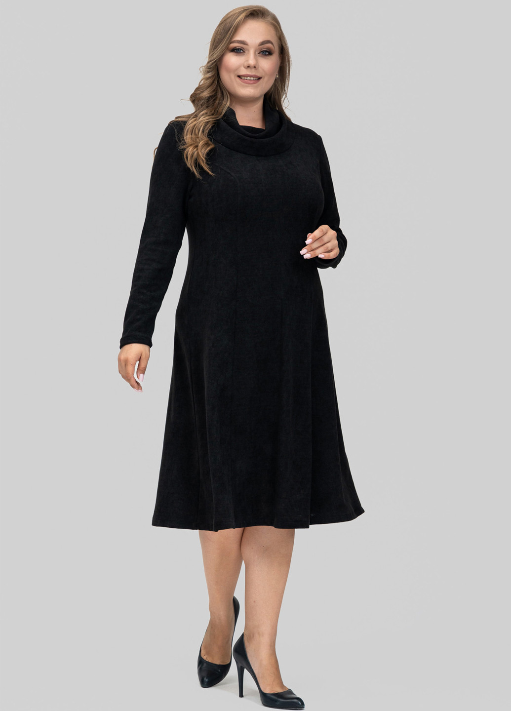 Черное кэжуал платье клеш A'll Posa однотонное