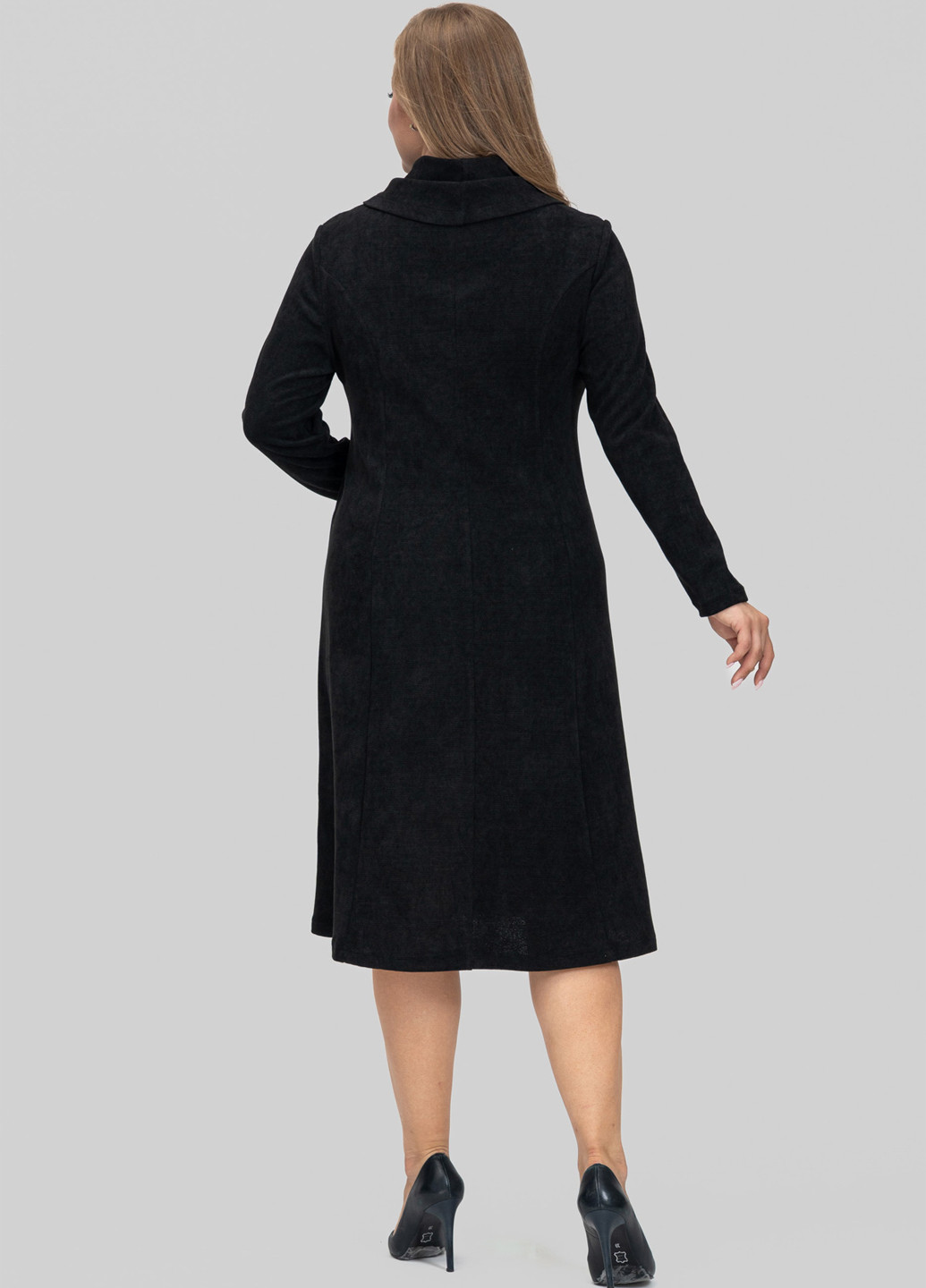 Черное кэжуал платье клеш A'll Posa однотонное