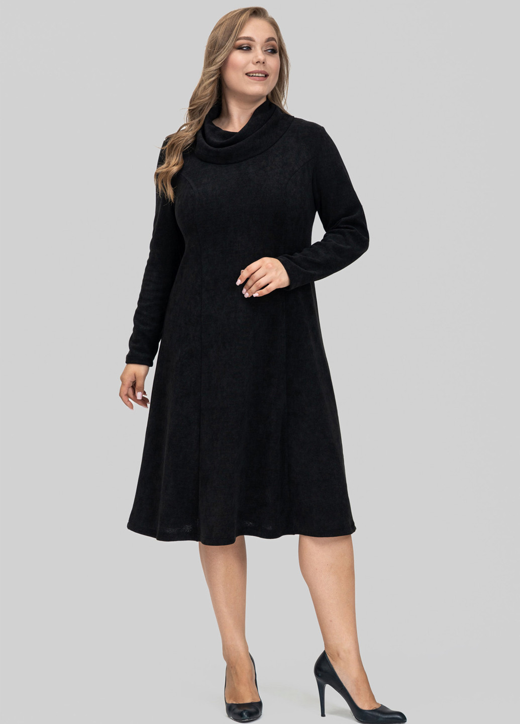 Черное кэжуал платье клеш A'll Posa однотонное