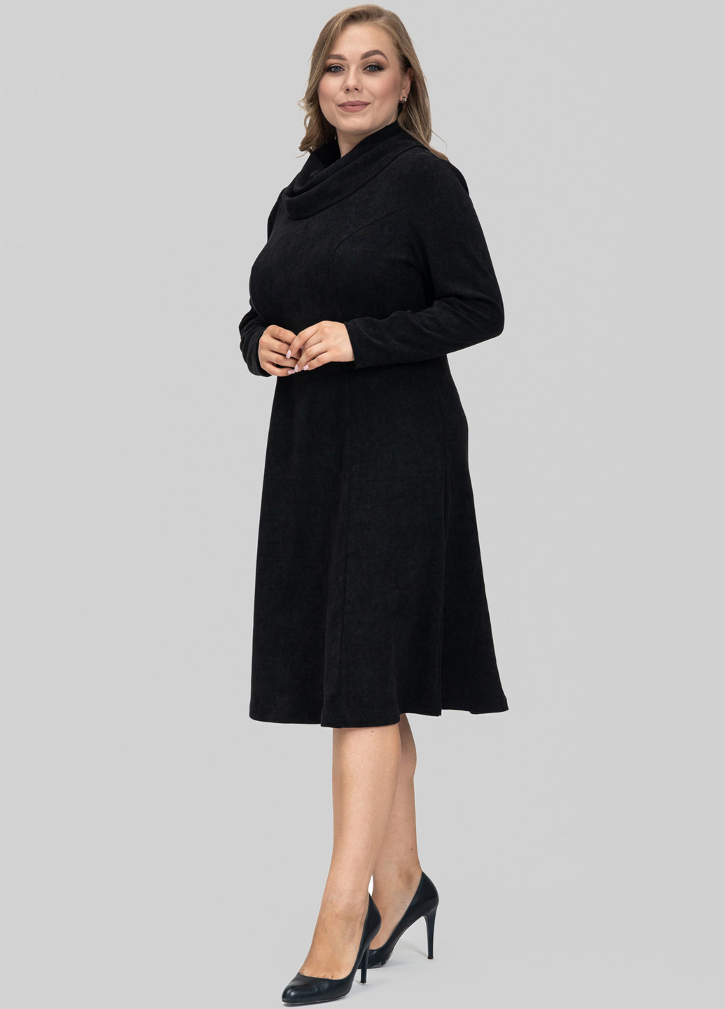 Черное кэжуал платье клеш A'll Posa однотонное