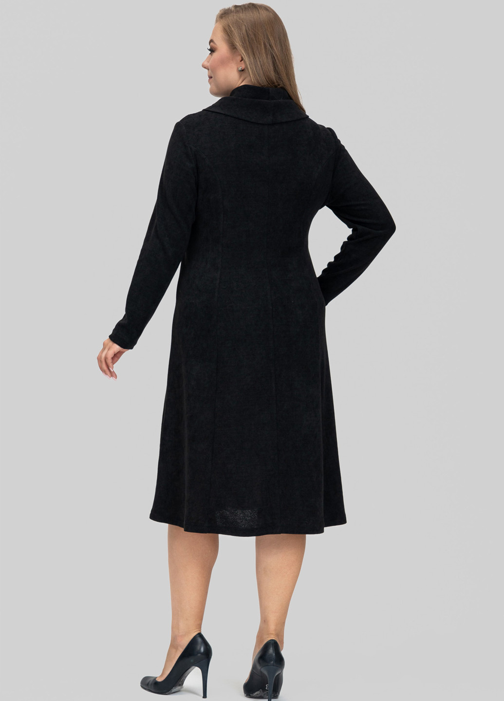 Черное кэжуал платье клеш A'll Posa однотонное