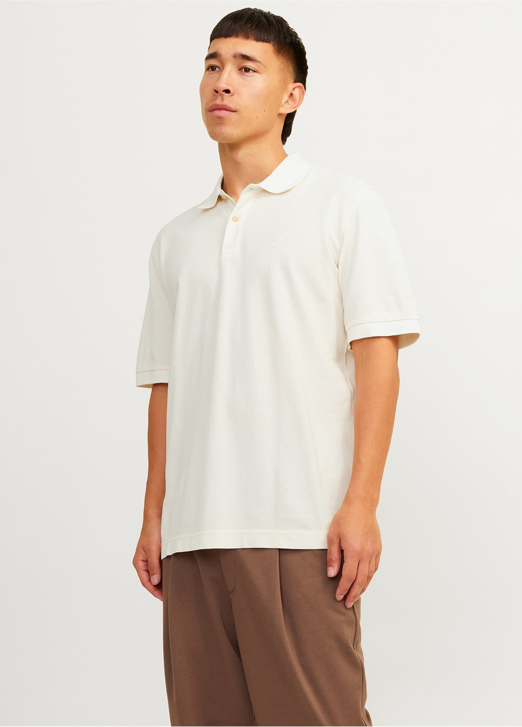 Кремовая футболка-поло для мужчин Jack & Jones однотонная