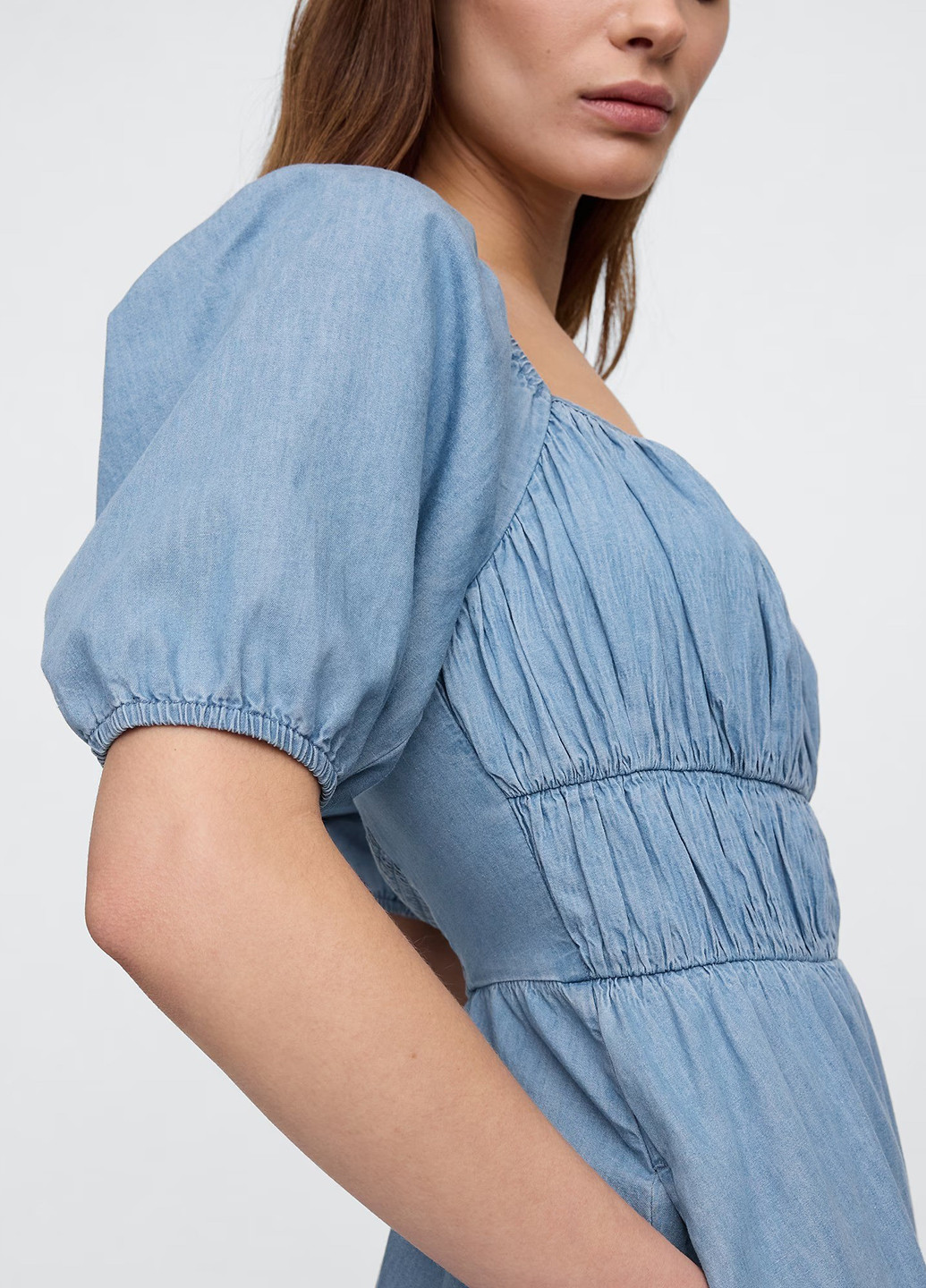 Голубое кэжуал платье в стиле ампир Gap однотонное