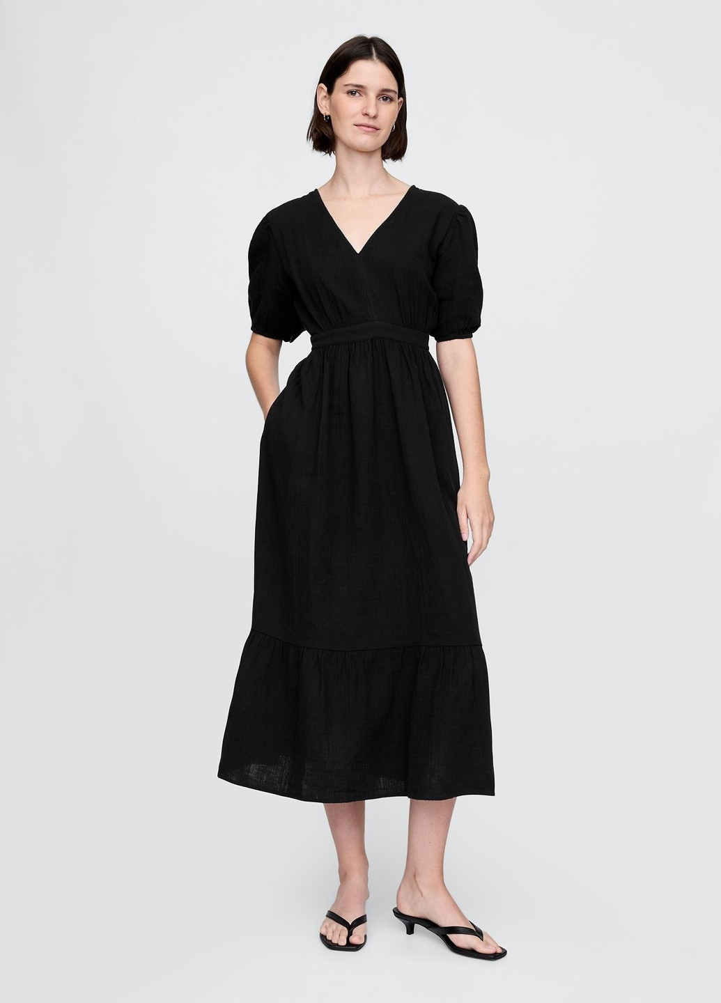 Черное кэжуал платье с открытой спиной Gap однотонное