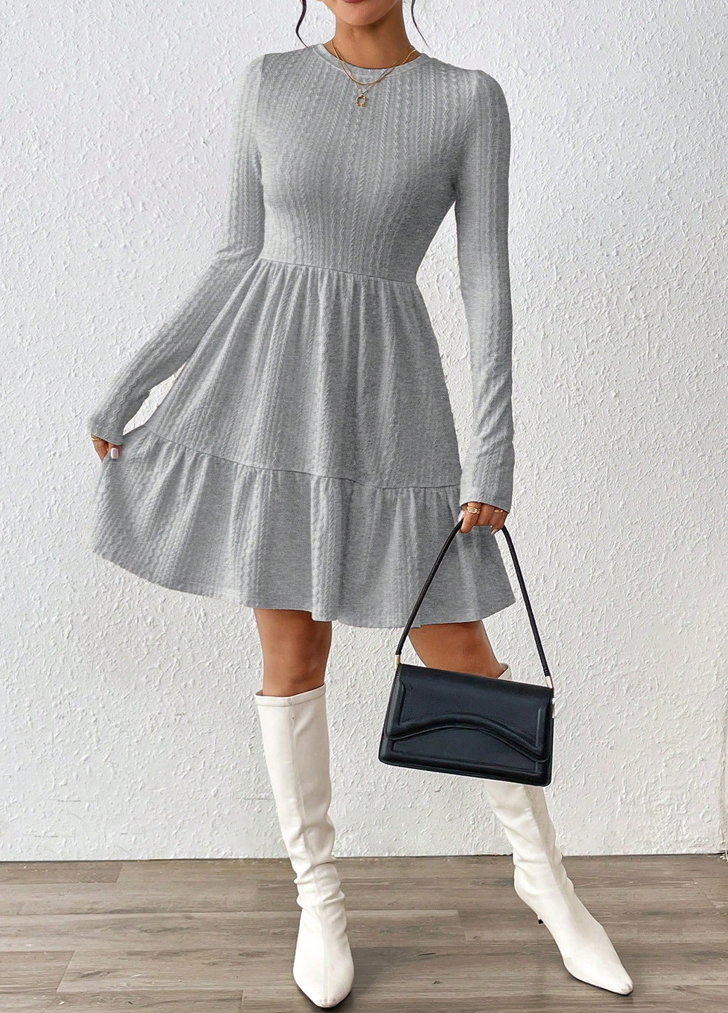 Світло-сіра кежуал сукня SHEIN однотонна