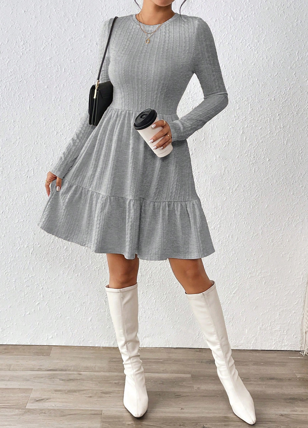 Світло-сіра кежуал сукня SHEIN однотонна