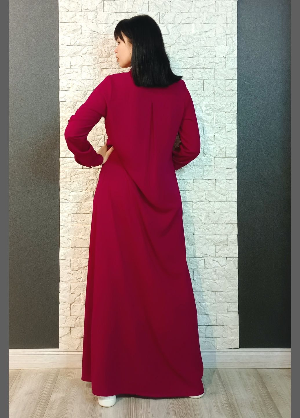 Фуксиновое (цвета Фуксия) кэжуал платье-рубашка рубашка Stefano однотонное