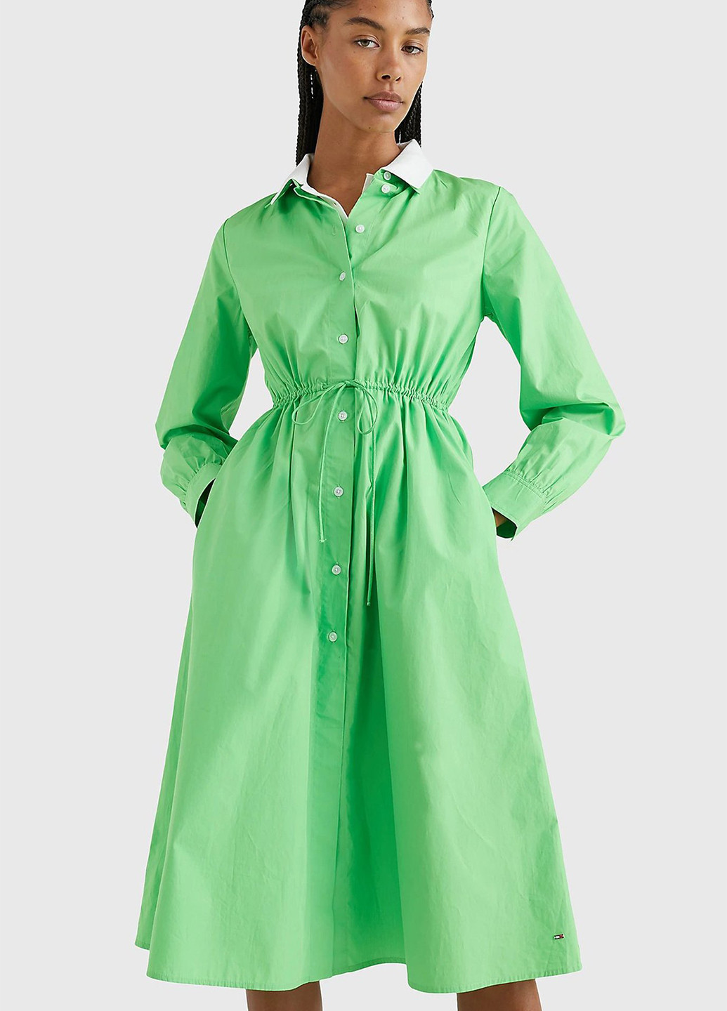 Зеленое кэжуал платье рубашка Tommy Hilfiger однотонное