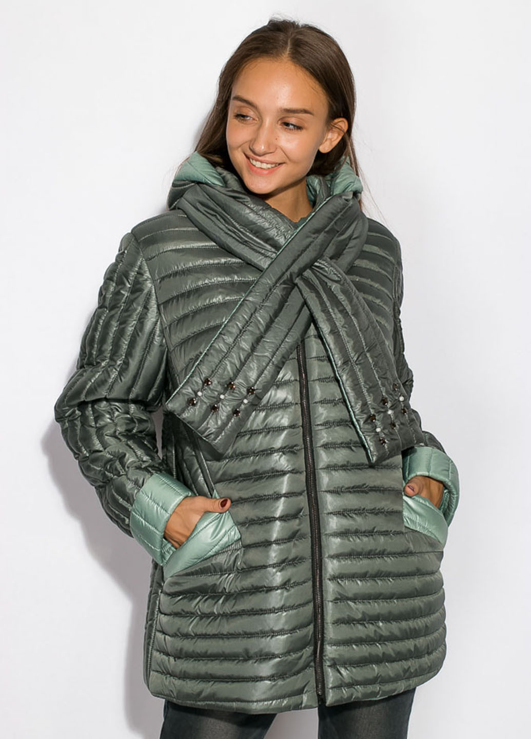 Темно-зеленая демисезонная куртка Time of Style