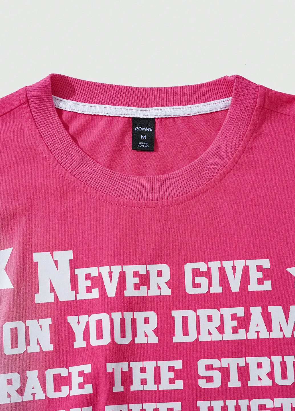 Лонгслів SHEIN напис рожевий кежуали бавовна, трикотаж