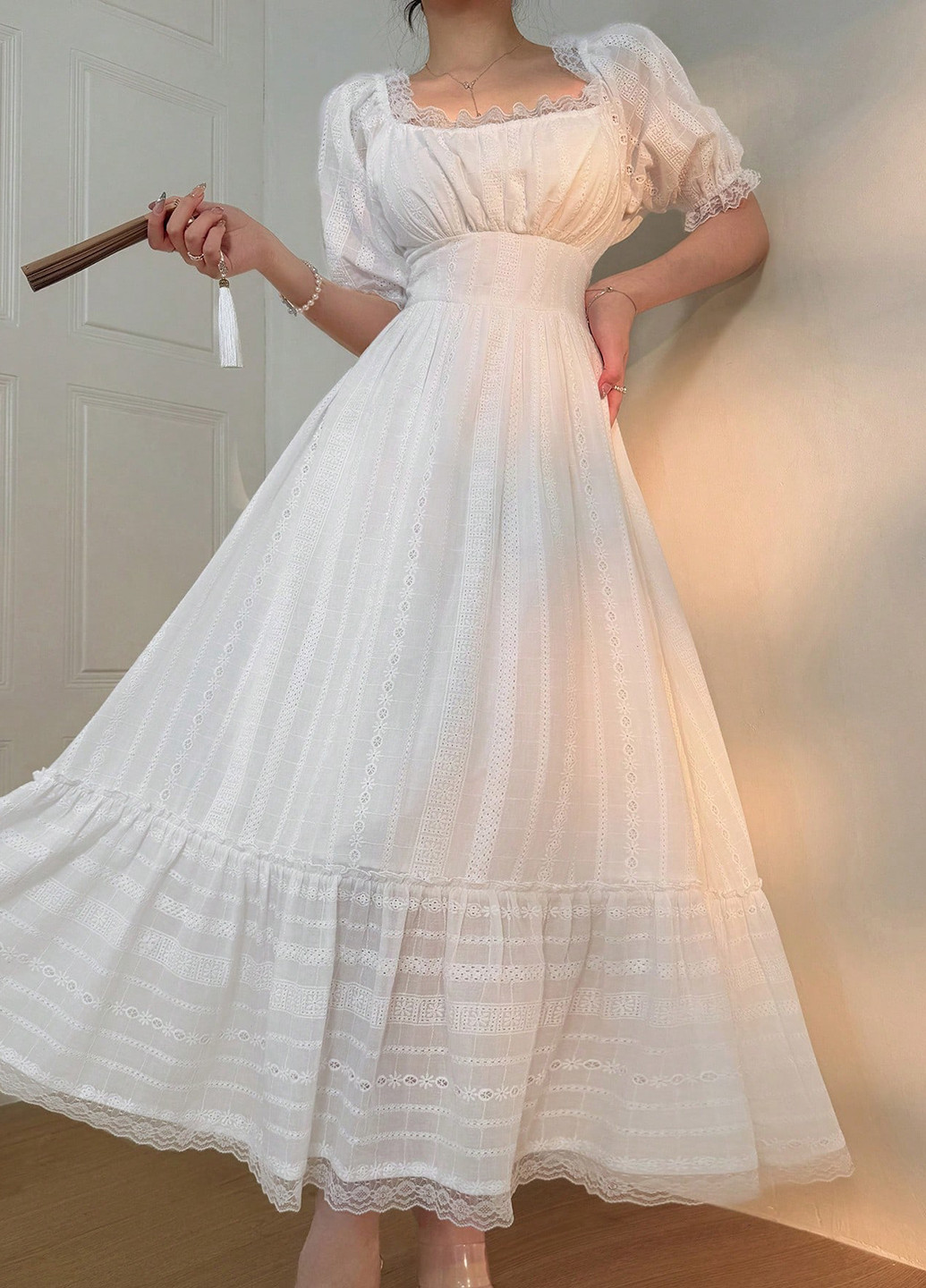 Білий святковий, вечірня, кежуал сукня кльош SHEIN однотонна