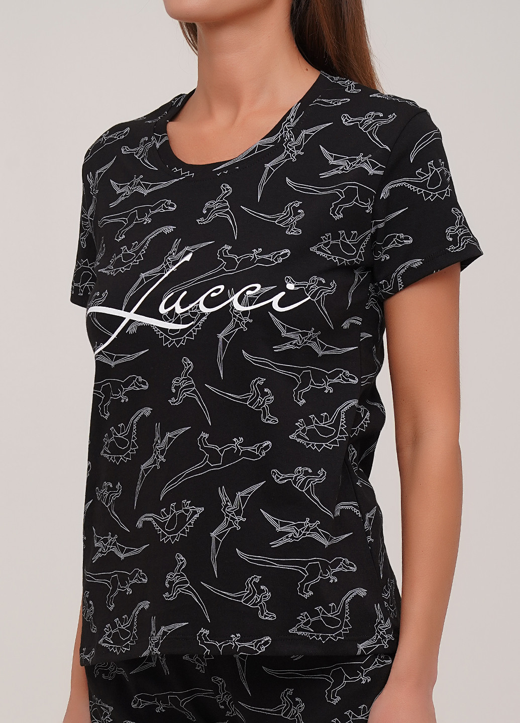 Черная всесезон пижама (футболка, шорты) футболка + шорты Lucci
