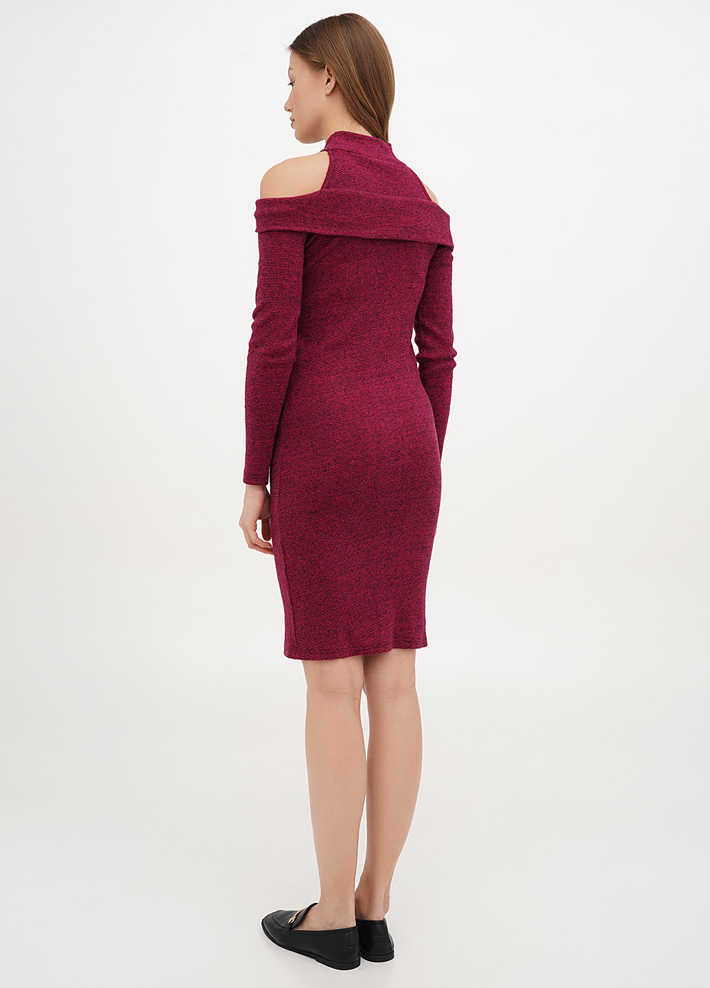 Темно-рожева кежуал сукня з відкритими плечима, сукня-водолазка Soyler меланжева