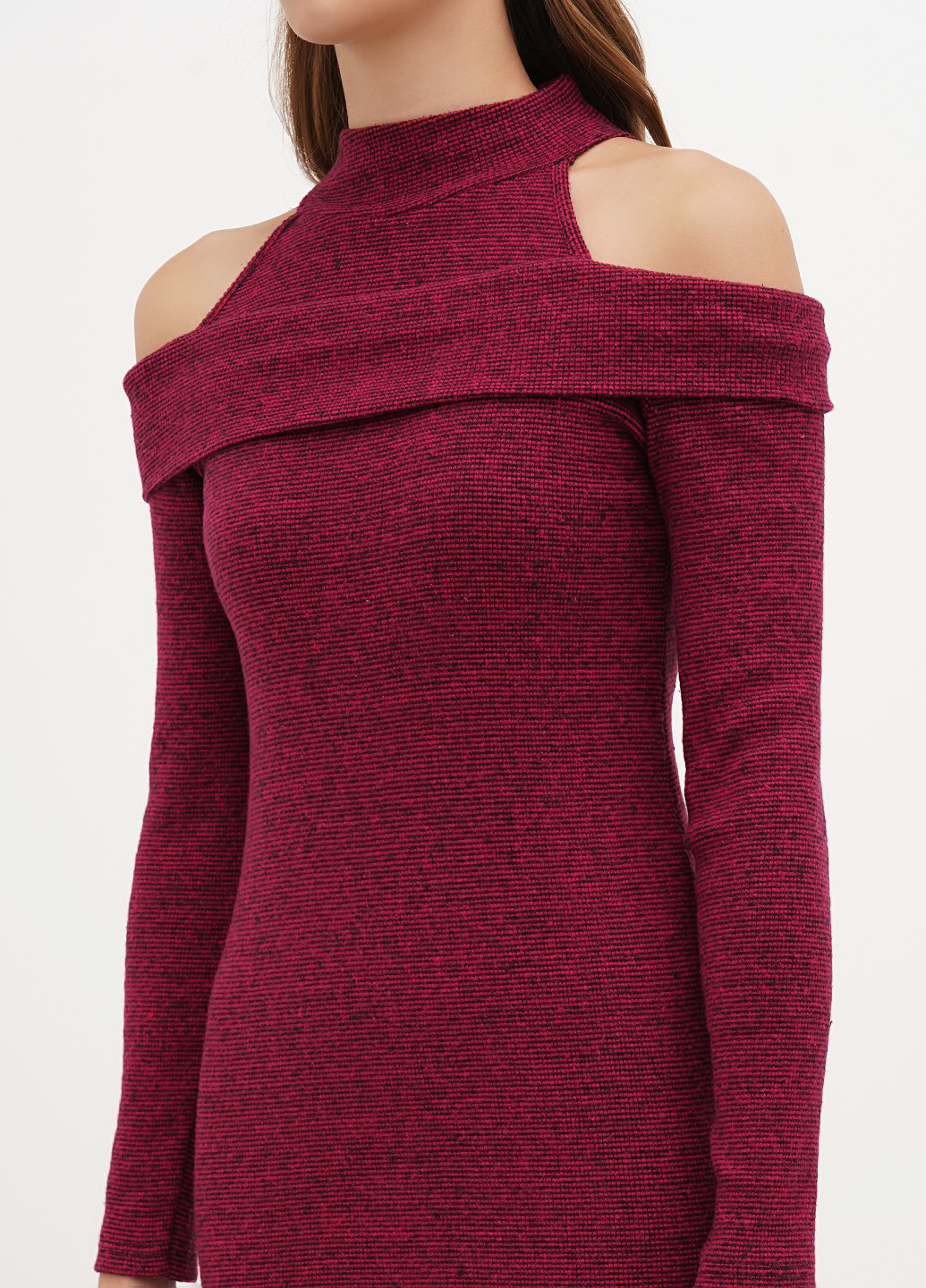 Темно-рожева кежуал сукня з відкритими плечима, сукня-водолазка Soyler меланжева