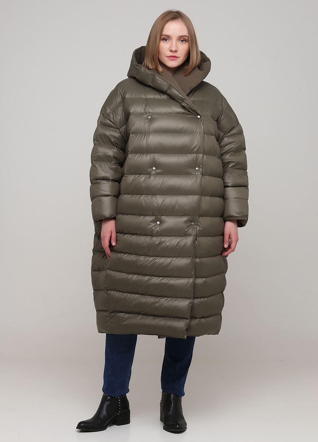 Оливковий зимній Пуховик No Brand