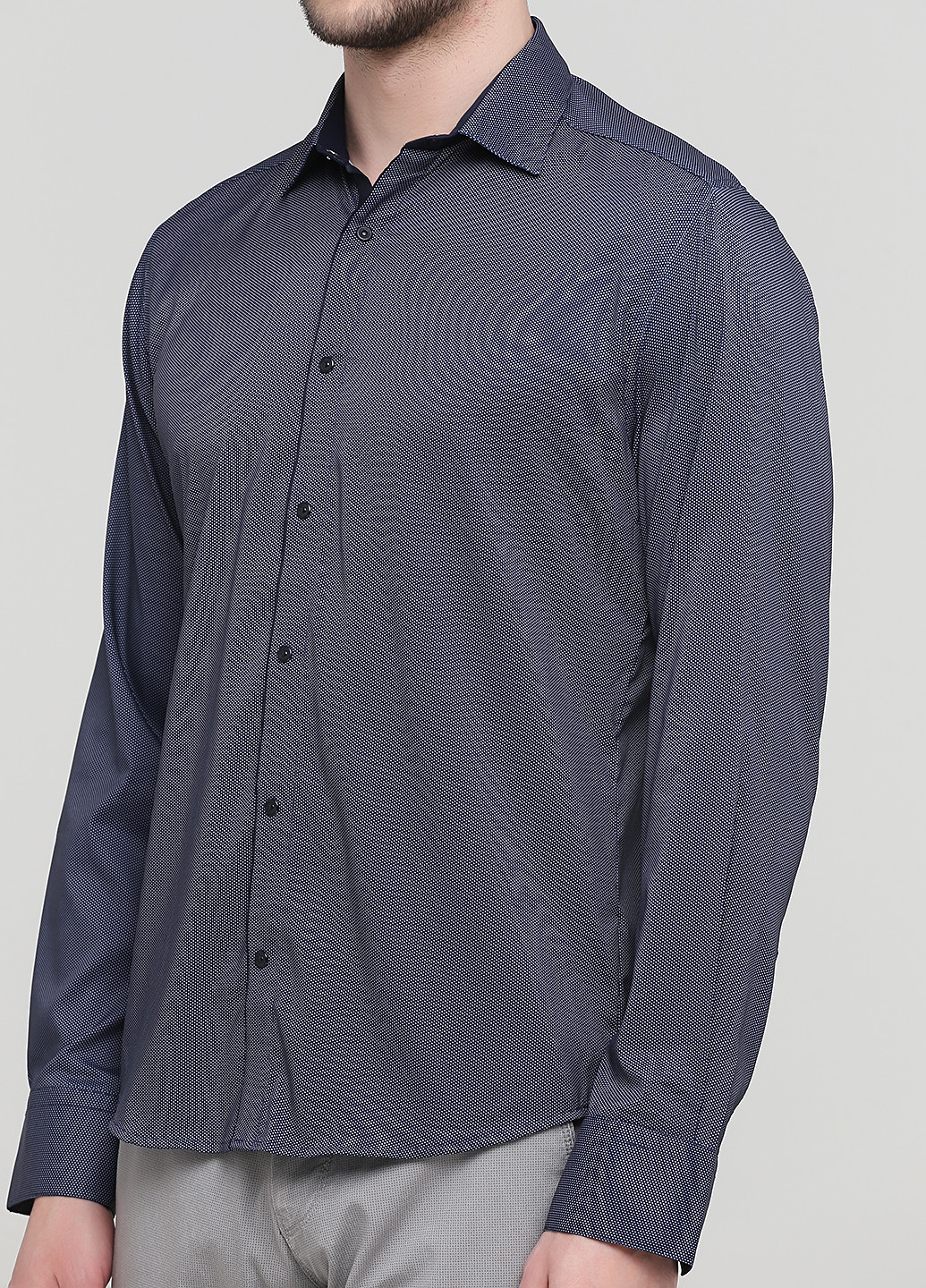 Темно-синяя кэжуал рубашка с геометрическим узором Semco