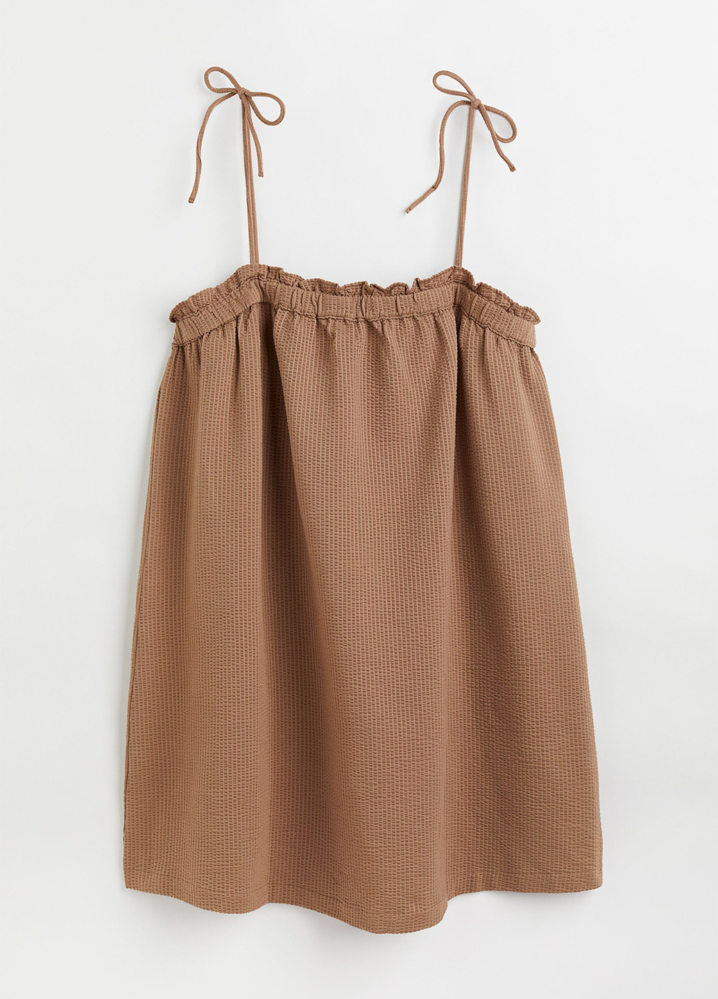 Светло-коричневое кэжуал платье а-силуэт H&M однотонное