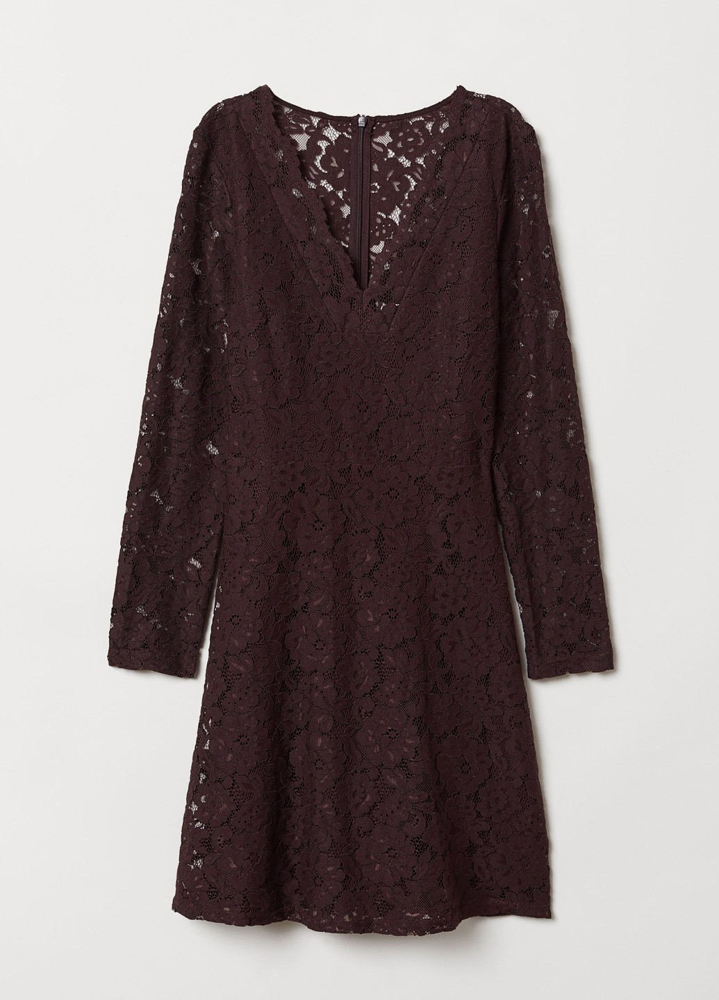 Бордовое кэжуал платье клеш H&M однотонное