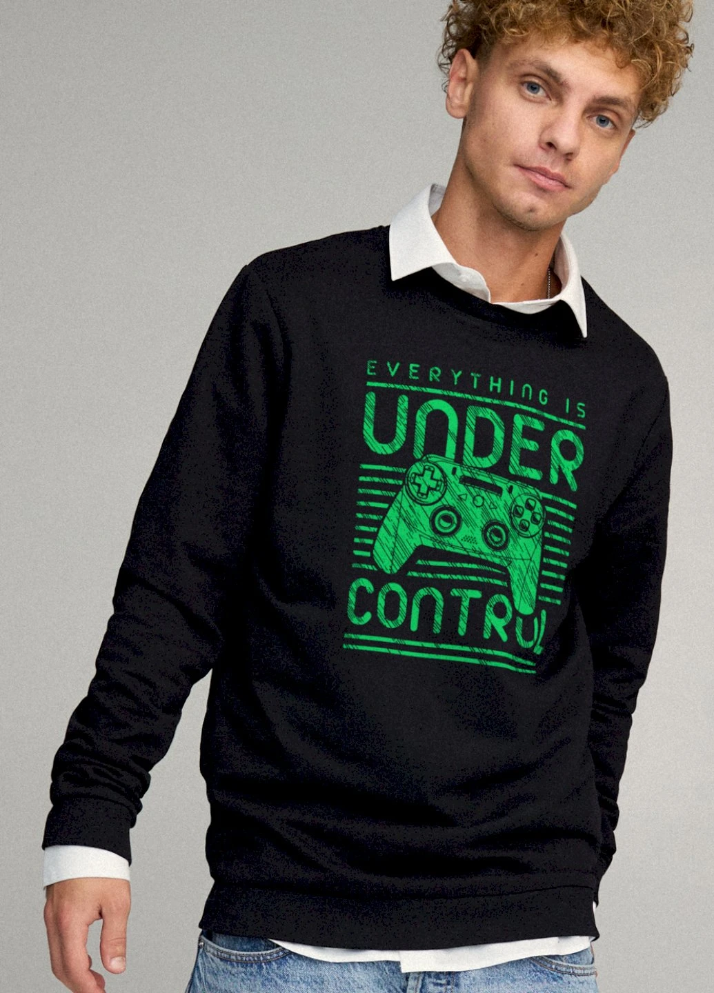 Чорний свитшот мужской oversize /no flis/ YAPPI малюнок (254557535)