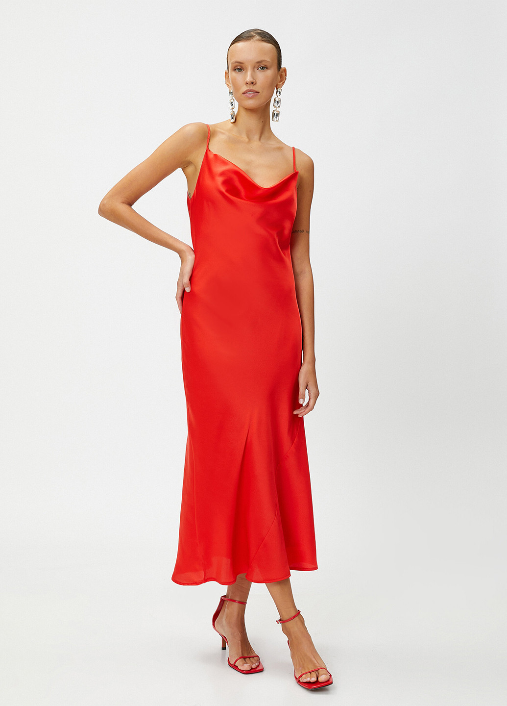 Червона вечірня сукня сукня-комбінація KOTON однотонна