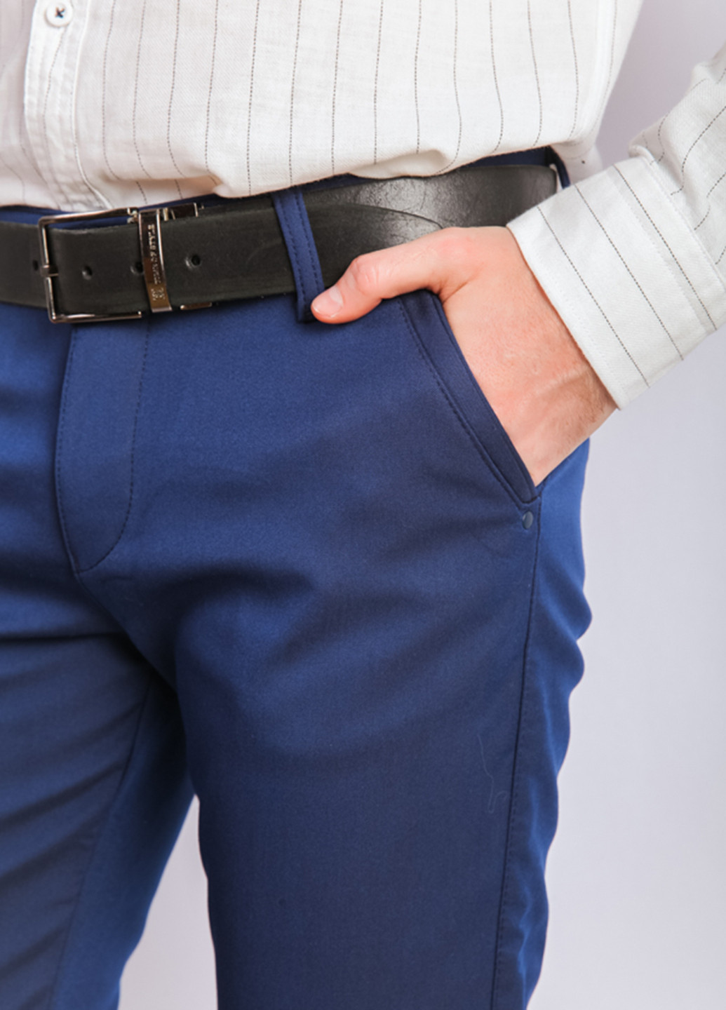Темно-синие классические демисезонные прямые, классические брюки Time of Style