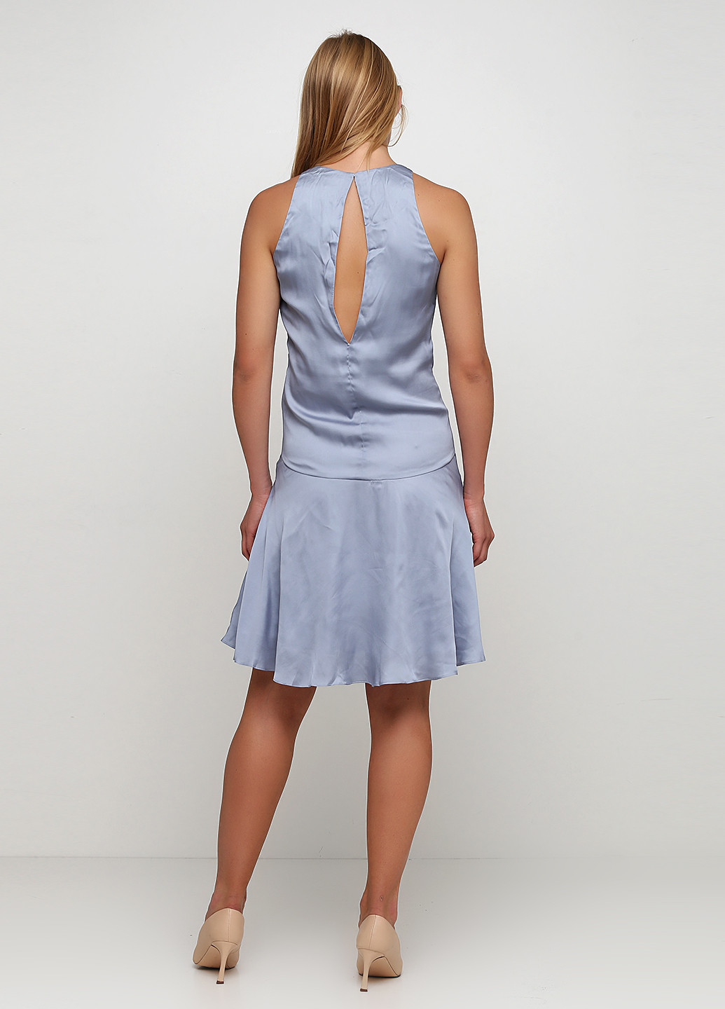 Серо-голубое коктейльное платье годе H&M однотонное