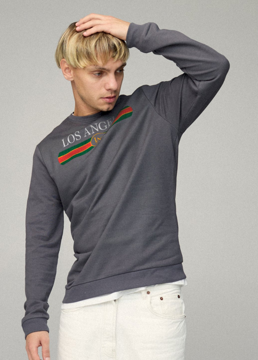 Темно-серый свитшот мужской basic /no flis/ YAPPI (252258938)