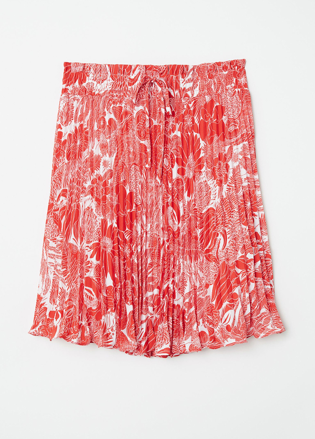 Алая кэжуал цветочной расцветки юбка H&M плиссе
