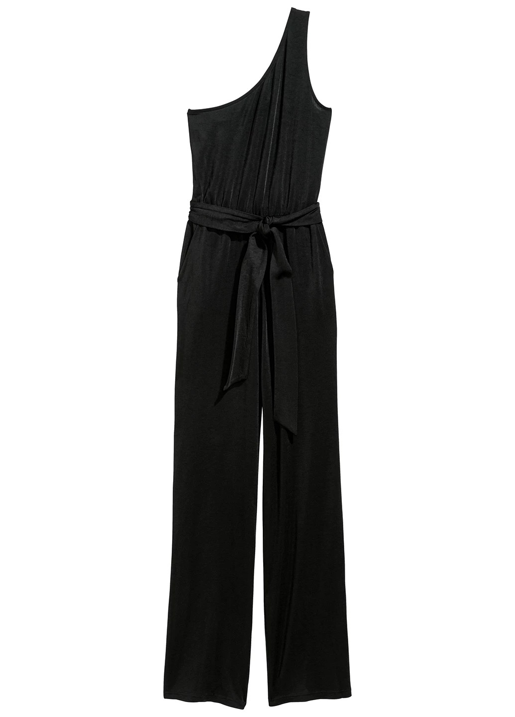 Комбинезон H&M комбинезон-брюки однотонный чёрный кэжуал вискоза, трикотаж