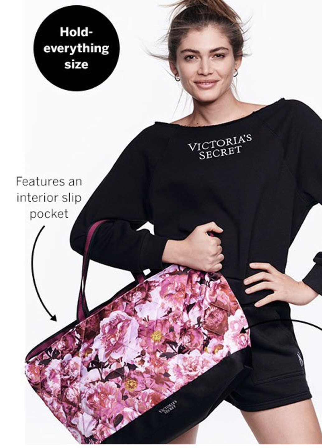 Сумка Victoria's Secret шоппер цветочная розовая кэжуал