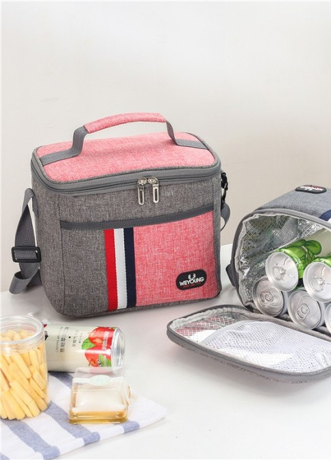 Термосумка/сумка холодильник для їжі з собою Young 7 л Сіро-рожева No Brand 402124 (252643983)