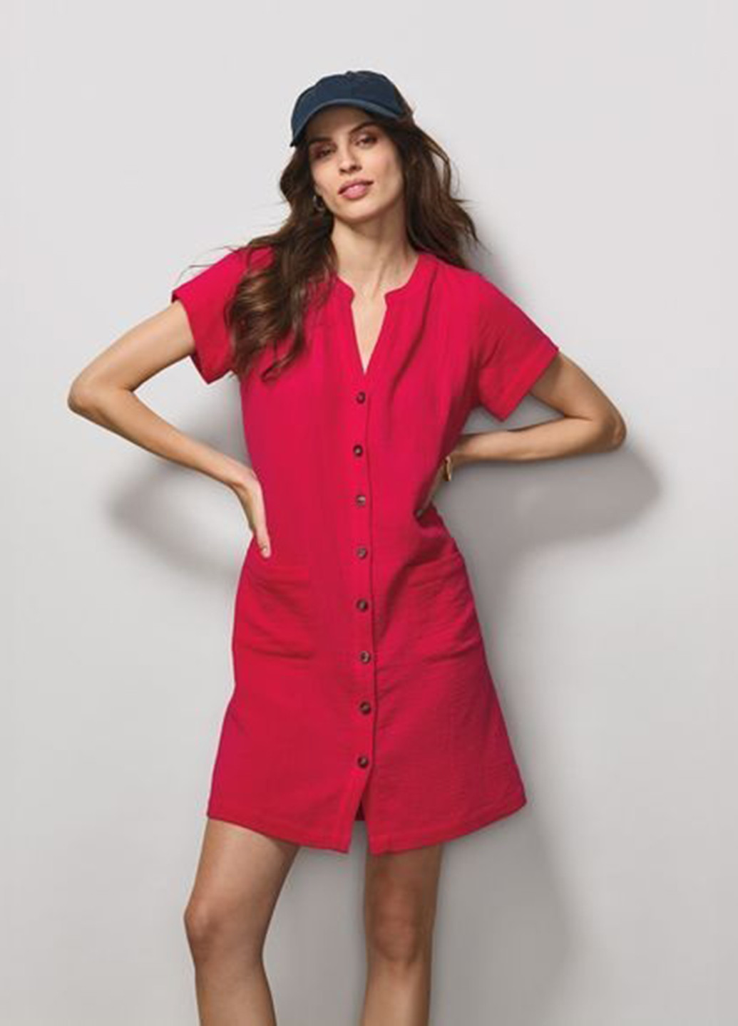 Малиновое кэжуал платье рубашка Studio 1886 однотонное