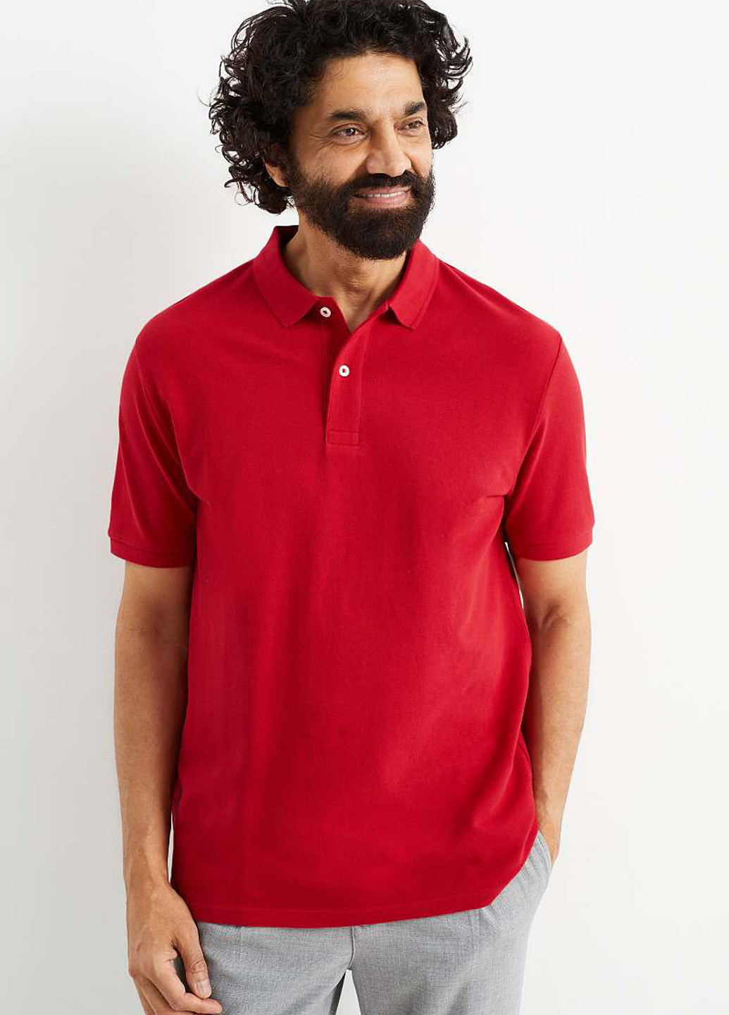 Красная футболка-поло для мужчин C&A однотонная