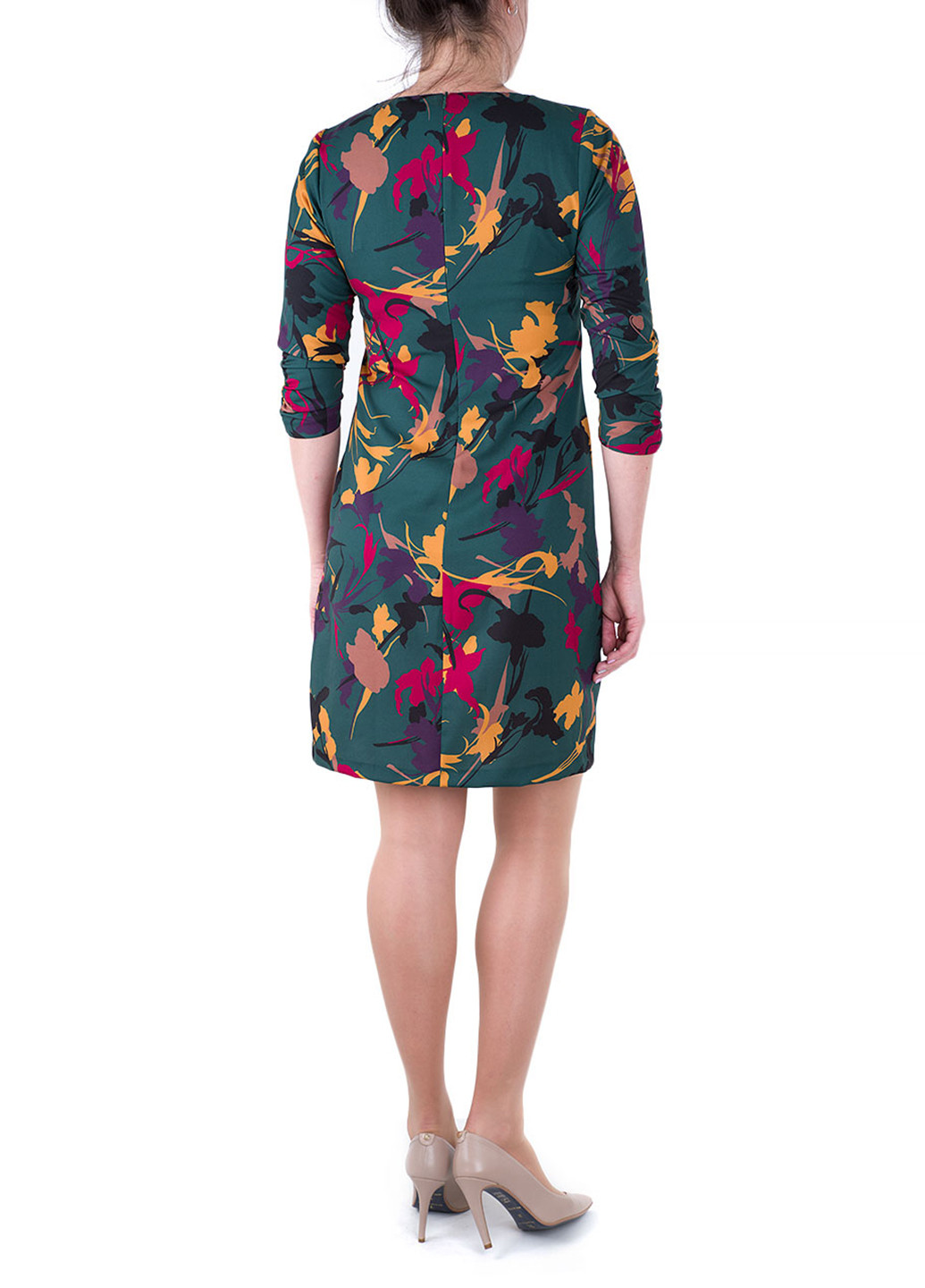 Темно-бирюзовое кэжуал платье Blue Joint с рисунком