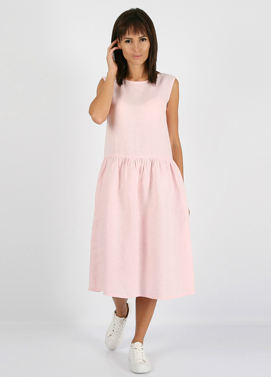Светло-розовое кэжуал платье MORANDI однотонное