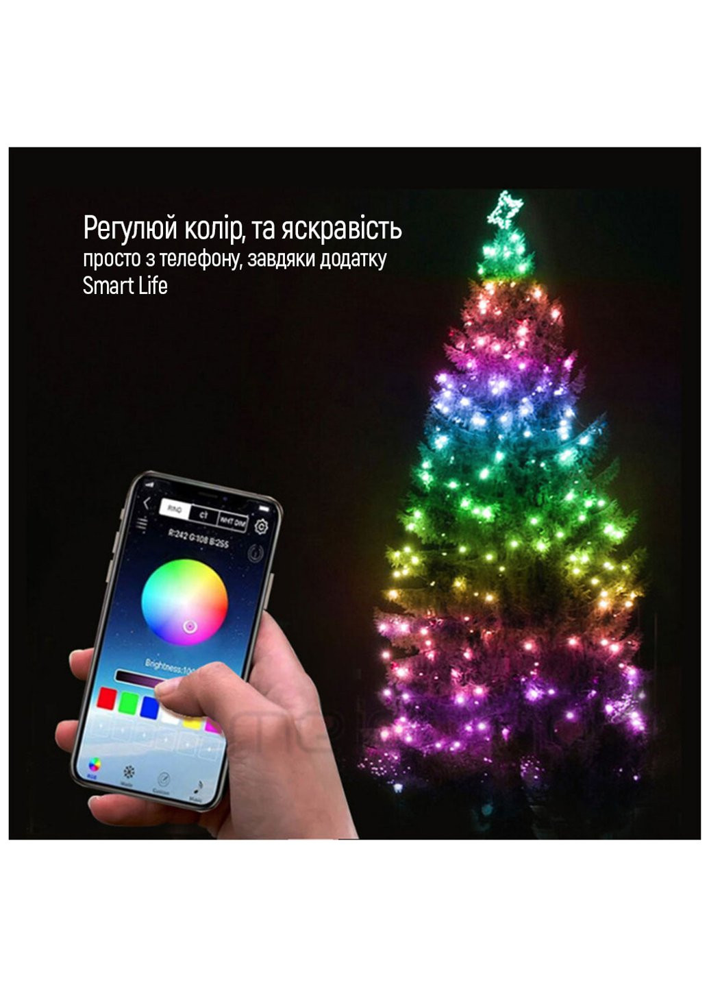 Гирлянда Smart LED RGB WiFi+Bluetooth 10M 60LED IP65 (CW-GS-60L10UMC) Colorway (254593621)