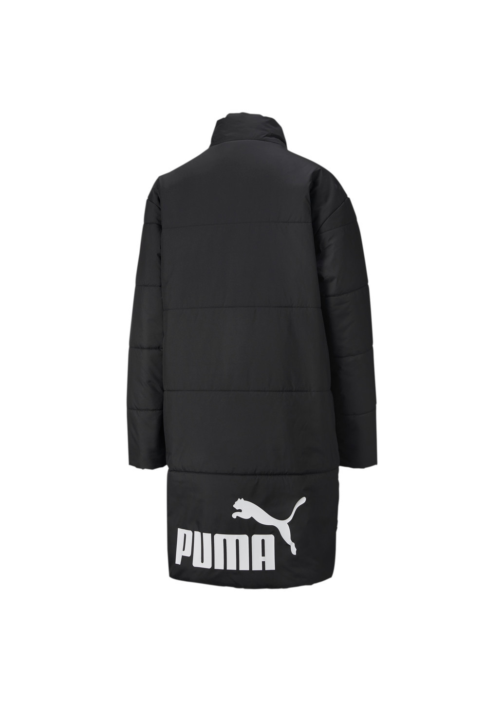 Черная демисезонная куртка ess+ long padded coat Puma