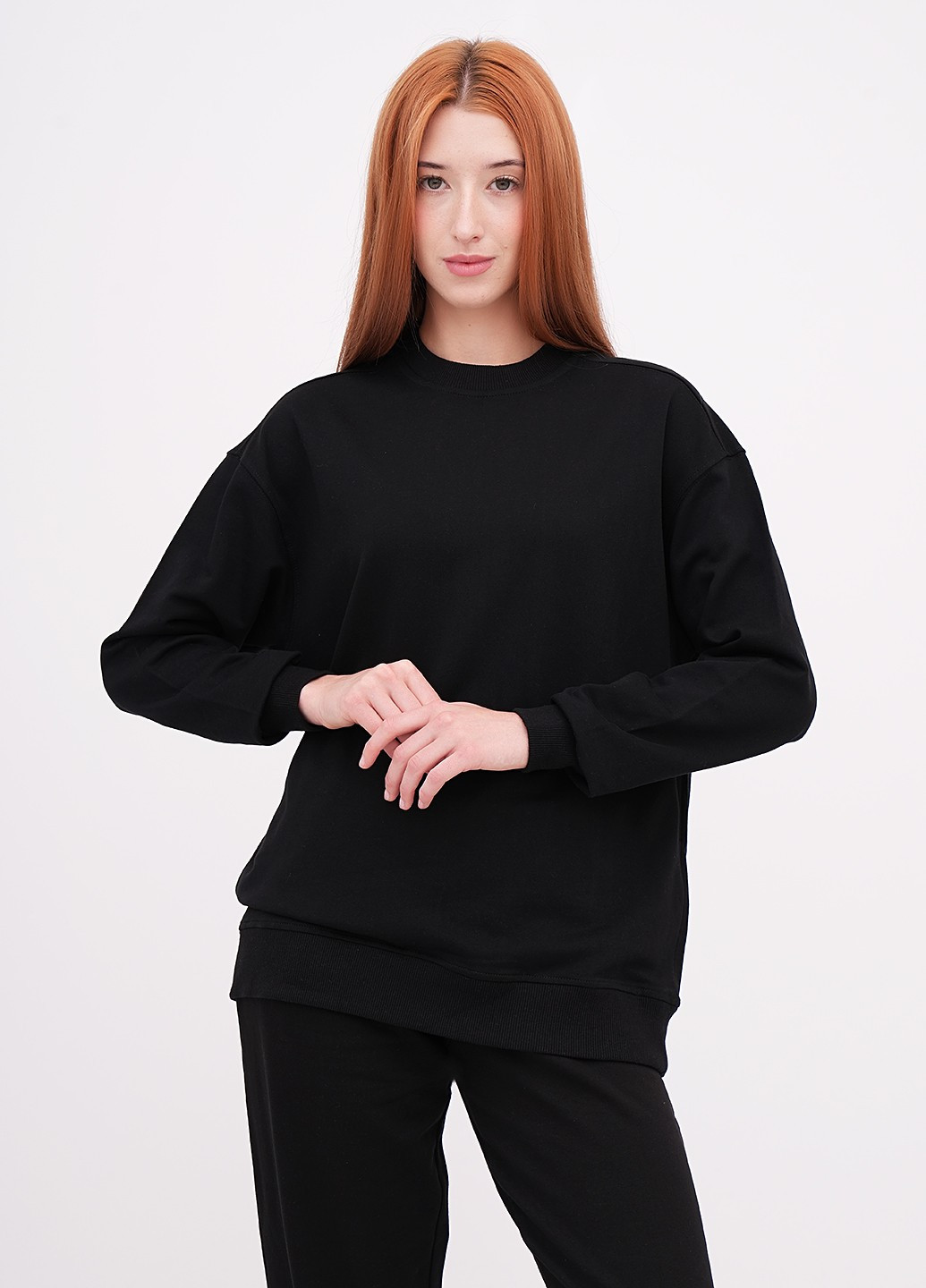 Чорний світшот EQUILIBRI однотонний без декору (355383098)